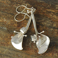Art Nouveau Flower Earrings Sterling Silver